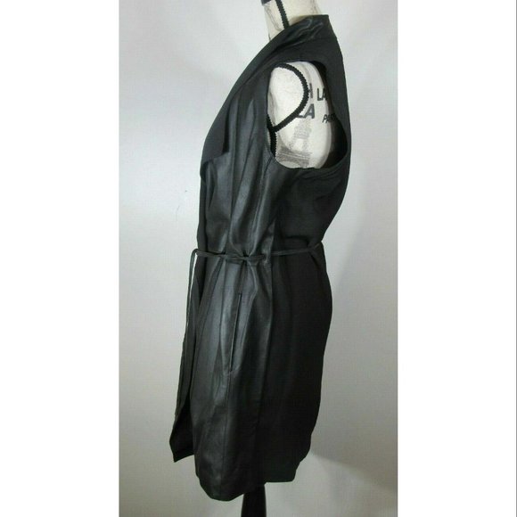 Vince Black Long Drape Leather Vest With Tie, Womens Size Medium - Picture 4 of 10
